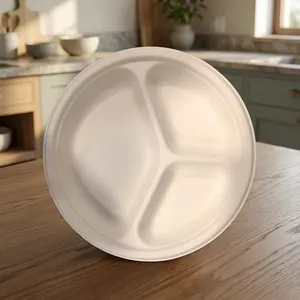 Superior Quality 3CP Square <b>Pulp</b> Moulded Disposable Plate Sustainable Eco Friendly Tableware for Food Packaging Applications - Product Image 3