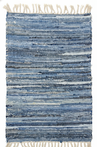 Alfombra/Alfombra de pasillo de mezclilla tejida a mano lavable de algodón/poliéster al por mayor, colores azules, para viajes, camping, hogar, oración - Product Image 4