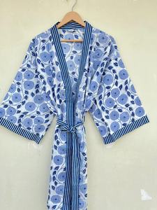 Beautiful Cotton <b>Kimono</b> Dress Bath Robe <b>Kimono</b> Hand Block Printed Cotton <b>Kimono</b> - Product Image 4