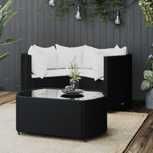 Set di 4 Pezzi in Rattan PE Nero per Patio, Set Compatto da Giardino - Product Image 1