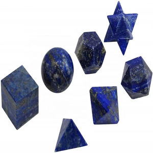 Lot de 7 cristaux de Lapis Lazuli faits à la main, écologiques, formes géométriques sacrées, solides platoniciens, pour la guérison par le Feng Shui et le Reiki (vente en gros) - Product Image 3