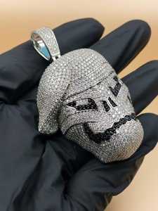 Colgante de Calavera Dvars con Incrustaciones de Diamantes, Plata de Ley 925, Joyería de Lujo Estilo Hip Hop, Rapper, Bling, Gótico, Halloween, VVS, Moissanita - Product Image 3