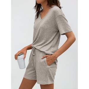 2025, ropa de salón holgada de 2 piezas para mujer, chándales acanalados de verano XS, ropa de vacaciones, conjuntos de pijamas a juego - Product Image 1