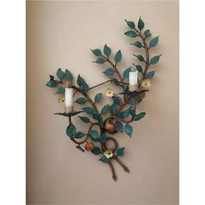 Handcrafted Metal Maple Leaf Wreath <b>Wall</b> <b>Sconce</b> Set Elegant Gold Heart Shaped Double Arm <b>Wall</b> Mount Candle Holder for Luxury - Product Image 2
