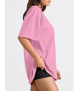 Nueva Colección de Camisetas de Mujer 100% Algodón, Manga Corta, Cuello Redondo, Hombros Caídos, Estilo Holgado, Casual, Transpirable, Bangladesh - Product Image 3