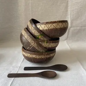 Wholesale Custom Design Coconut Shell Bowls Strong and Stable and Spoon Set Eco Friendly Coconut Products COCONUT BOWL