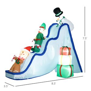 Pista da Sci Gonfiabile LED Impermeabile 85FT con Pupazzo di Neve, Elfo e Omino di Pan di Zenzero, Decorazioni Natalizie da Esterno - Product Image 3