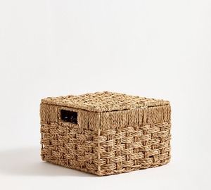 Woven seagrass <b>basket</b> with a <b>square</b> pattern Handmade Storage <b>Basket</b> Wholesale eco-friendly Made in Viet Nam - Product Image 1