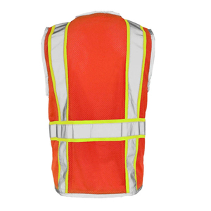 <b>Hi</b> <b>Vis</b> Reflective Safety Vest Unisex Polyester Workwear <b>Orange</b> with Pockets and Zipper Closure Durable Safety Vest for Men - Product Image 3