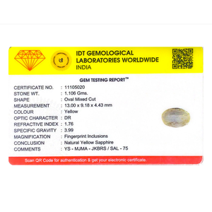 Loose 5.53 Carat Oval Cut Yellow Sapphire Gemstone for Fine Jewelry - Product Image 4