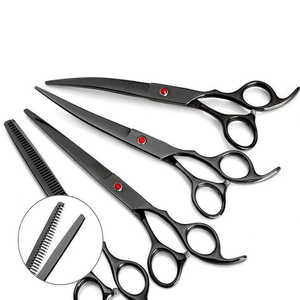 Kit de Toilettage Professionnel pour Animaux 5 Pièces – Ciseaux Aiguisés en Acier Inoxydable pour Chiens et Chats (Main Droite) – Effilage, Courbés, Droits - Product Image 5