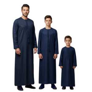 เสื้อคลุมอาหรับผู้ชาย ผ้าโพลีเอสเตอร์ ระบายอากาศได้ดี น้ำหนักเบา ตัดเย็บตามสั่ง เสื้อผ้าอิสลาม ไซส์ใหญ่ ทรงหลวม ยาวถึงข้อเท้า - Product Image 1