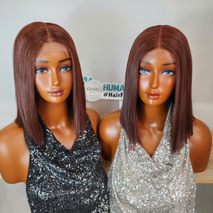 Wholesale Small Cap Short Bob Cuticle Aligned <b>Human</b> Hair 2x6 5x5 Lace Front & Closure HD Transparent Lace <b>Wigs</b> for Black Women - Product Image 5