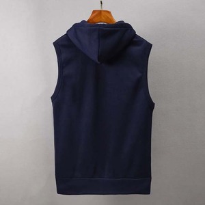 Chaleco de algodón sin mangas con capucha y cremallera para hombre, color liso, estilo casual, transpirable, ajuste regular, tejido de algodón - Product Image 3