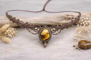 Handmade Green Macrame Necklace with Purple Amethyst Gemstone Oval Pendant Boho Bohemian Adjustable Wax Cord Braided Healing - Product Image 6