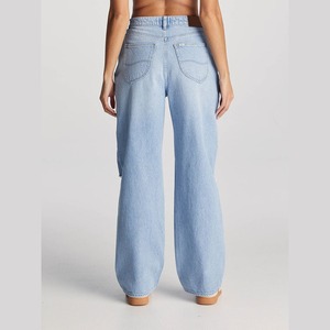 Pantalones Vaqueros de Lona Casuales, Cómodos y a la Moda para Mujer, Estilo Urbano, Color Sólido - Product Image 2