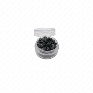 Black <b>Silicone</b> Lined 5mm Micro Link <b>Beads</b> Hair Extension Rings 200PCS Wholesale OEM Supply - Product Image 4