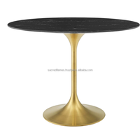 Table d'appoint ronde moderne en bois avec miroir, base en métal rose doré en forme de tulipe, table d'appoint pour canapé, meubles de salon