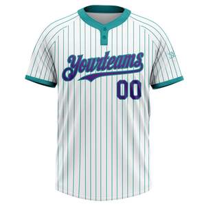 Maillot de softball personnalisé OEM avec nom d'équipe, 100 % polyester, imprimé par transfert thermique, manches courtes, fermeture boutonnée, coupe athlétique/décontractée - Product Image 4