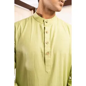 STUDIO-N Kurta Traditionnel pour Homme en Coton Cyan de Longueur Moyenne avec Fonction Séchage Rapide pour Festivals et Mariages - Product Image 6
