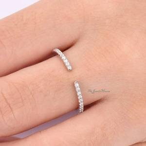 <b>Open</b> Wedding Band Women Moissanite Wedding Band Space Wedding Band Matching Band <b>Open</b> Spacer <b>Ring</b> <b>Open</b> White 925 Sterling <b>Ring</b> - Product Image 5