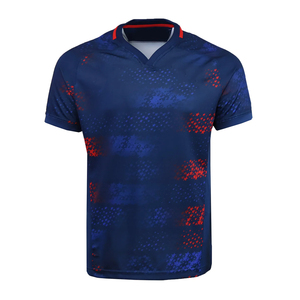 Camiseta de Rugby con Cuello en V, Secado Rápido, Precio de Fábrica, Ropa Deportiva Ligera, Diseño de Sublimación con Estrellas Rojas y Azules - Product Image 1