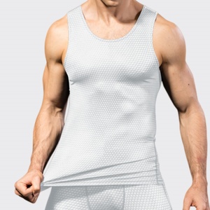 Camiseta sin Mangas de Punto para Hombre, Color Azul Sólido, Cuello Redondo, Estilo Deportivo, Secado Rápido, Material de Poliéster - Product Image 4