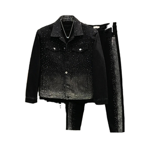 Men's Black Denim <b>Jacket</b> With Rivet Decoration Turn-down Collar <b>Punk</b> Style Excellent Quality Regular Fit Men's <b>Jacket</b> - Product Image 6