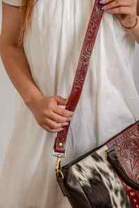 Bolso de Mano de Cuero Genuino de Lujo para Mujer, Estilo Bohemio Vintage, Diseño Floral, Cierre de Cremallera, Duradero, Estilo Occidental - Product Image 3