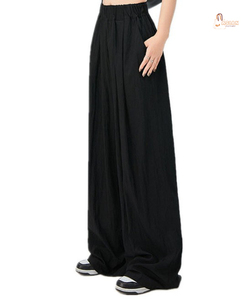 Nouveau pantalon femme automne coupe droite taille haute 100% coton, style rétro décontracté, séchage rapide, sensation fraîche, couleur unie - Product Image 2