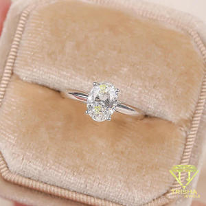 Elegant Oval Cut Moissanite <b>Diamond</b> <b>Ring</b> 925 Sterling Silver Solitaire Engagement Wedding Jewelry For Women By Trisha Jewels - Product Image 3