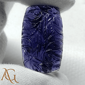 Iolita natural tallada en intaglio, piedra preciosa suelta, precio de fabricante al por mayor para la fabricación de joyas, azul violeta calibrado - Product Image 1