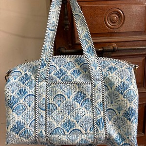 Designer Premium 100% Cotton Quilted Eco-friendly Durable Weekender Sport Duffel <b>Bag</b> Customizable Logo Zipper Closure - Product Image 3