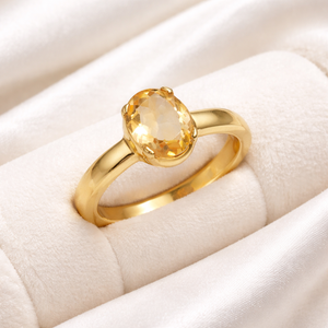<b>Brass</b> <b>Ring</b> Citrine Oval Faceted Fixed Size Classic Solitaire Statement <b>Ring</b> Handmade Glam Women Jewelry Moku Jewellery - Product Image 5