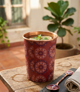 Vaso de Cobre Puro Hecho a Mano con Vibrante Estampado Mandala Meenakari, Vasos Ecológicos para Beber con Beneficios para la Salud Ayurvédica - Product Image 6