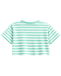 Ensemble crop top et short rayé vert menthe et blanc pour femme, tenue décontractée d'été deux pièces, taille élastique, vêtements de détente, streetwear, OEM - Product Image 5