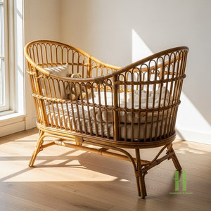 MEILLEUR PRIX Lit bébé en rotin de luxe fait main, berceau en osier écologique pour la décoration de la chambre d'enfant et les soins du nourrisson - Product Image 3