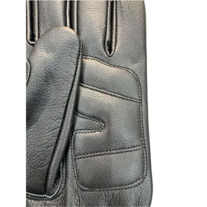 Gants de conduite en cuir de chèvre noir de qualité supérieure avec logos personnalisés et dos élastique froncé pour le pouce - Product Image 6