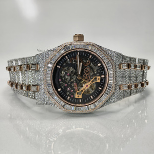 Montre analogique à quartz pour hommes de haute qualité Hip-Hop Fashion Style Iced Diamond Look Acier inoxydable Verre Antique Vente en gros OEM - Product Image 5