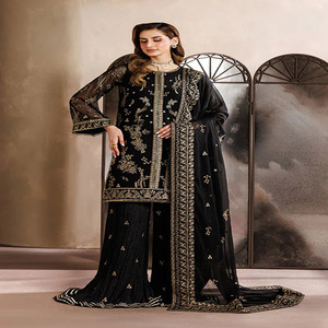 Costumes de fête pakistanais en gros, shalwar kameez pour femmes, modèles de créateurs, costumes en organza brodés. - Product Image 1