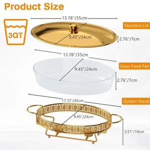 Réchaud de buffet en acier inoxydable avec bac à eau et couvercle pour hôtels, restaurants, traiteurs, buffets et banquets - Product Image 4