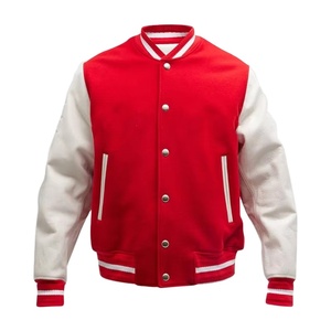 Hot Sale Men's Wool Body <b>Leather</b> Sleeve Varsity <b>Jacket</b> with Stand Collar Custom Made Embroidery Logo <b>Jacket</b> for <b>Winter</b> Season - Product Image 1