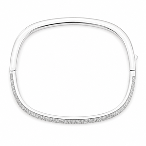 925 Sterling <b>Silver</b> Diamond <b>Cuff</b> <b>Bracelet</b> for Women High Polish Minimalist Open Bangle Party Wedding Gift Jewelry - Product Image 3