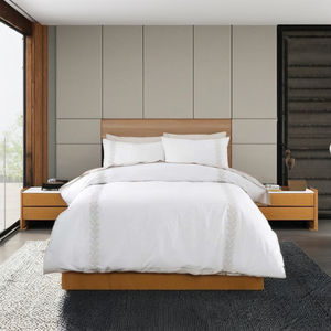 Juego de Fundas de Edredón de Algodón 100% Personalizadas al por Mayor, Bordadas con Hojas Beige, para Hotel, Hogar, Boda, 250 Hilos, Aptas para Lavadora - Product Image 1