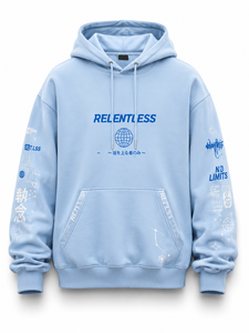 เสื้อฮู้ดดี้กราฟิกเทคแวร์สีน้ำเงินแบบกำหนดเอง ทรงโอเวอร์ไซส์ สตรีทแวร์ เสื้อพูลโอเวอร์แบบสวมหัว ยูนิเซ็กซ์ รับผลิตแบบ OEM ODM - Product Image 1