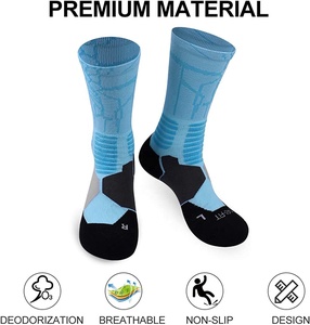 Compression Athletic Basketball Socks <b>Men's</b> Breathable Knitted Crew Socks with Reinforced <b>Heel</b> and Toe Summer Sports Socks - Product Image 2
