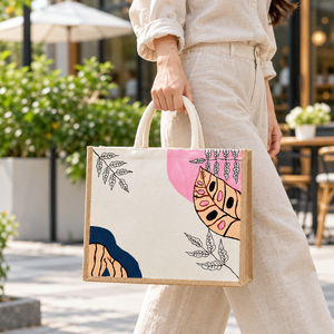 Sac fourre-tout en jute naturel doré personnalisable, taille moyenne, fermeture éclair robuste, poignées en corde, logo personnalisé, shopping - Product Image 5