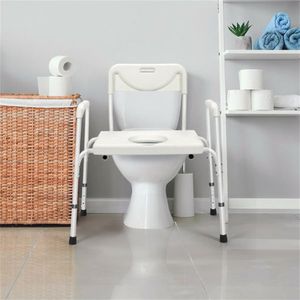 Heavy Duty 3-in-1 Commode Chair 34\" X 21\" X 35.5\"-39\" with Sturdy Iron Frame for Elderly/Disabled Includes Removable Bucket - Product Image 6