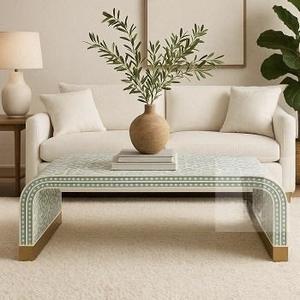 Mesa con Incrustaciones de Hueso de ILAHI, Diseño Moderno con Detalles de Ágata, Almacenamiento Portátil, Muebles para el Hogar - Product Image 4