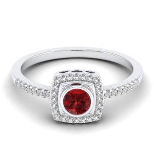 Anillos solitarios de oro blanco macizo de 14 quilates con rubíes de REYES a precio mayorista para mujer, exquisitos regalos de aniversario, aretes de diamantes. - Product Image 1